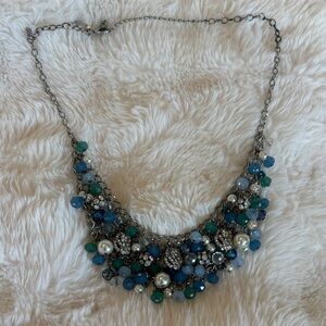 Women’s Blue Green Beaded Bling Necklace NEW